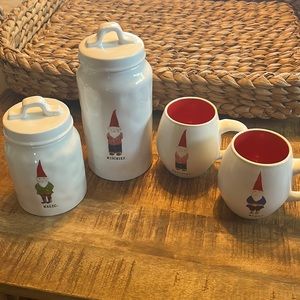 Rae Dunn “Magic””Mischief” & “Merry” Gnome 4 Piece Set